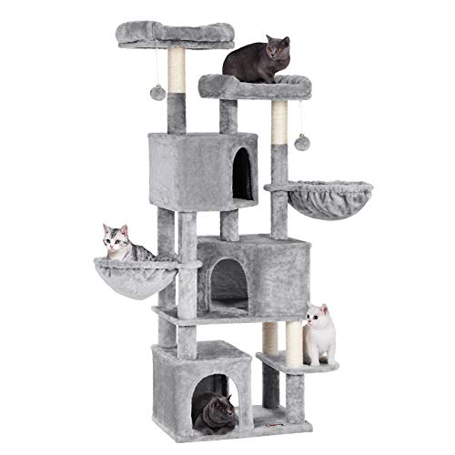 Nagy macska játék készlet 3 macskabarlanggal, 164 cm-es Macskatorony, Világosszürke FEANDREA