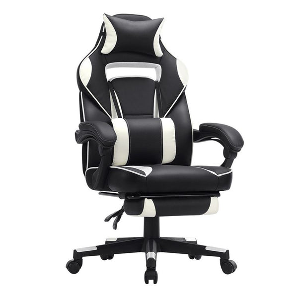 Songmics gaming szék fejtámlával és lábtartóval fehér/fekete