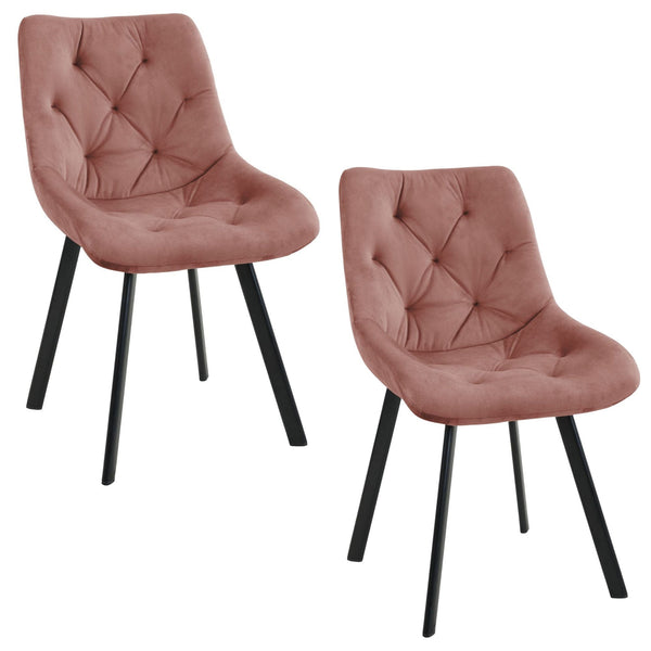 Kárpitozott szék készlet 2 db 90 x 50 x 43 rózsaszínű