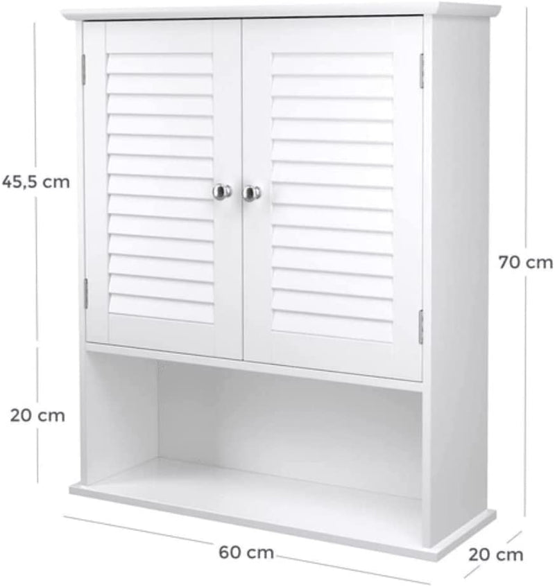 Fürdőszoba szekrény dupla ajtóval fehér 60 x 20 x 70 cm