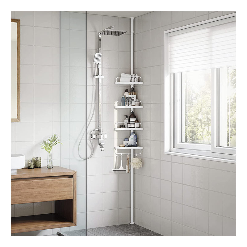 Fürdőszobához és zuhanyzóhoz sarokpolc, 4 állítható magasságú polc