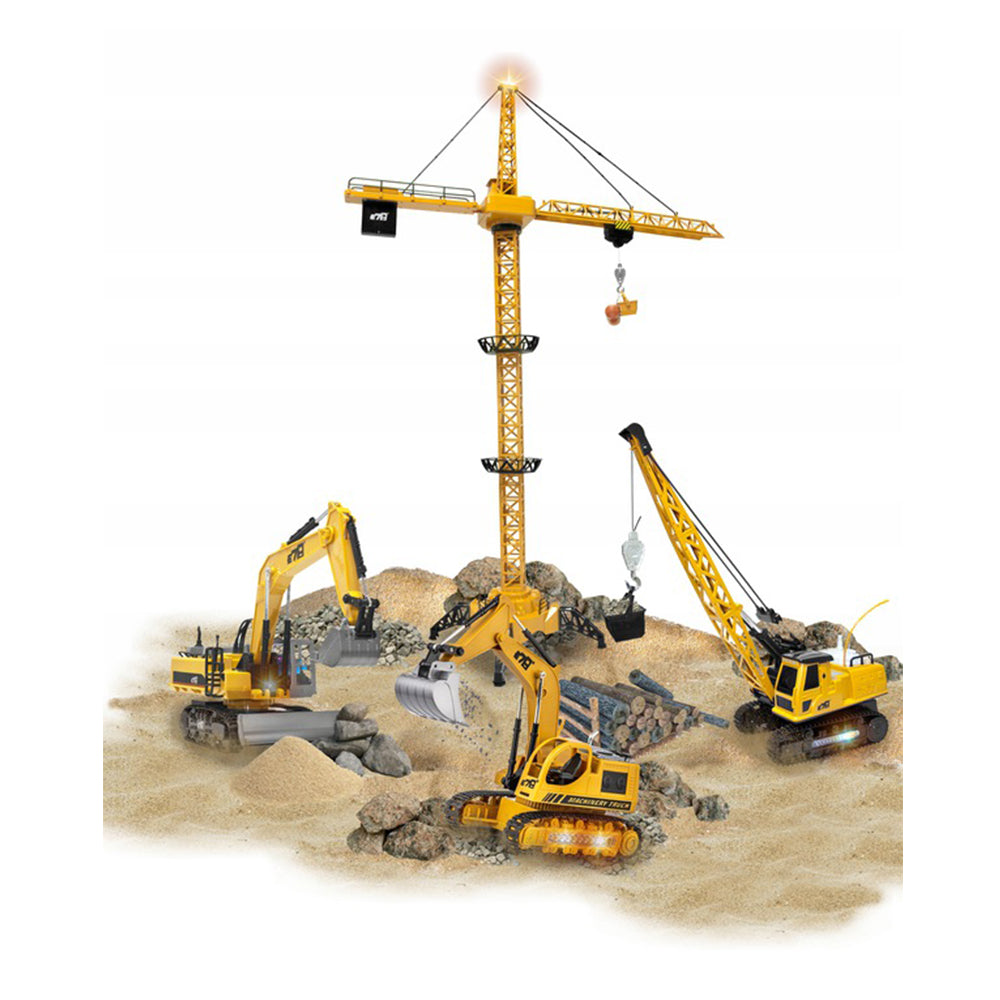 Távirányítós játékdaru torony sisakkal 128 cm