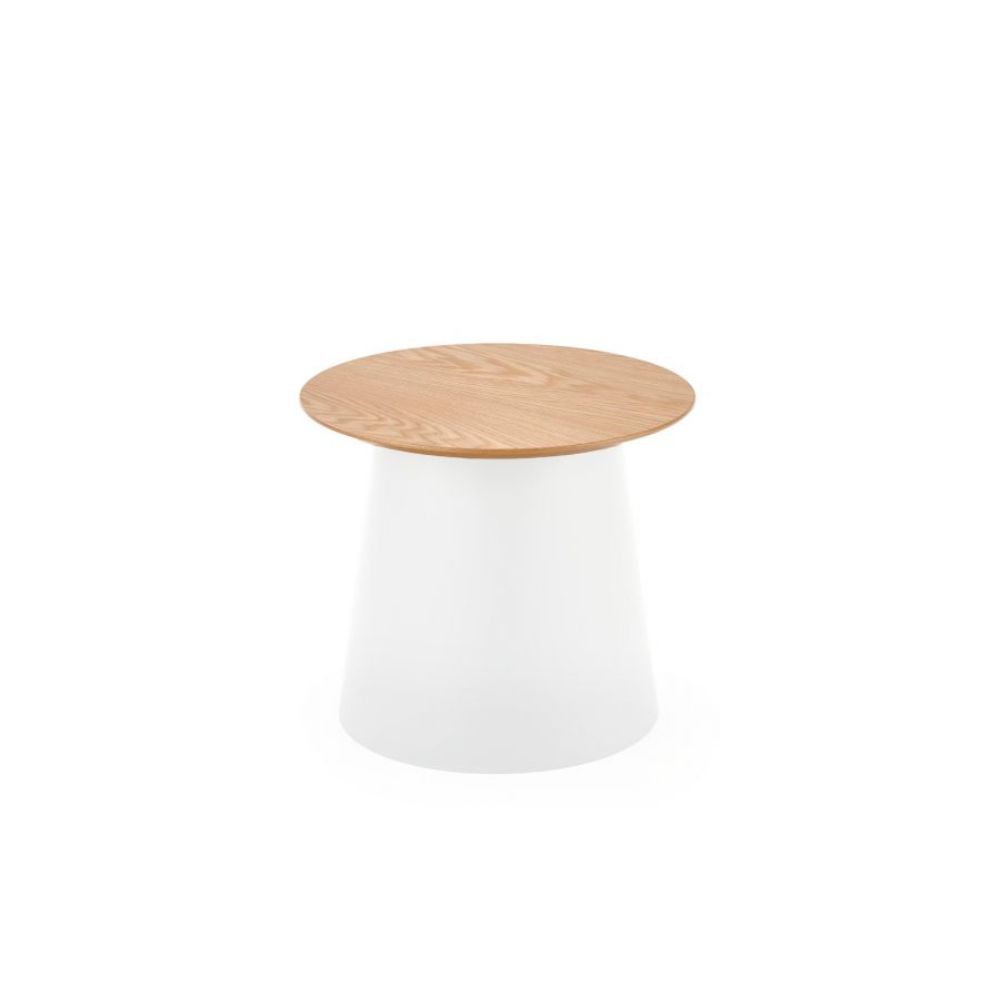 Kávézóasztal azzura-s kerek 49 cm fehér - tölgy