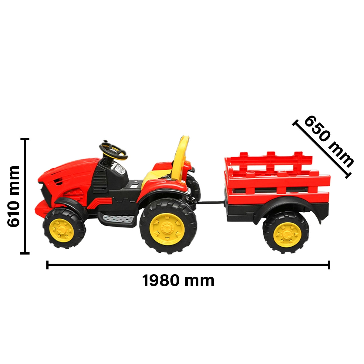 Elektromos traktor pótkocsival távirányítóval és akkumulátorral gyerekeknek 1980x610x10x10x650mm