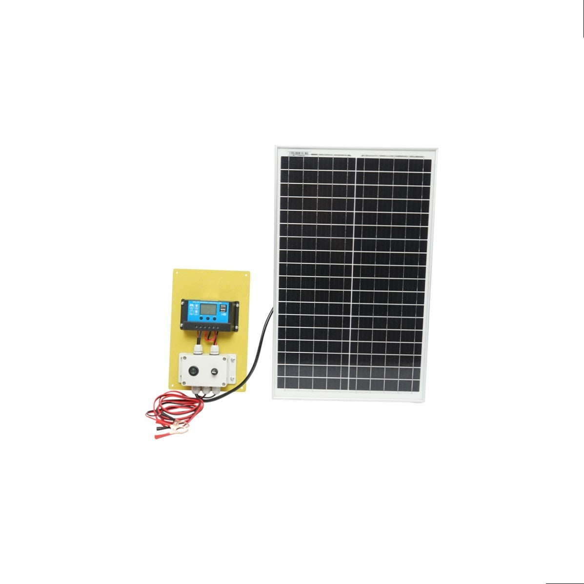 30W monokristályos fotovoltaikus napelem 560x345x25mm, 12-24V/10Ah szabályozóval, 2x USB és 2m akkumulátor kábel Breckner Germany