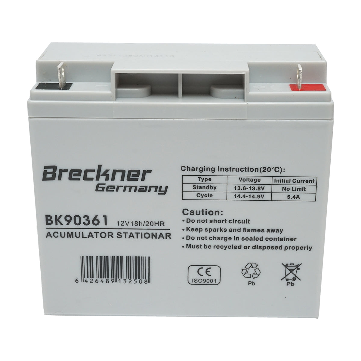 Gél akkumulátor rendszer napelemekhez 12V 18Ah, 181x77x167x167mm L1, FC12-18 Breckner Germany