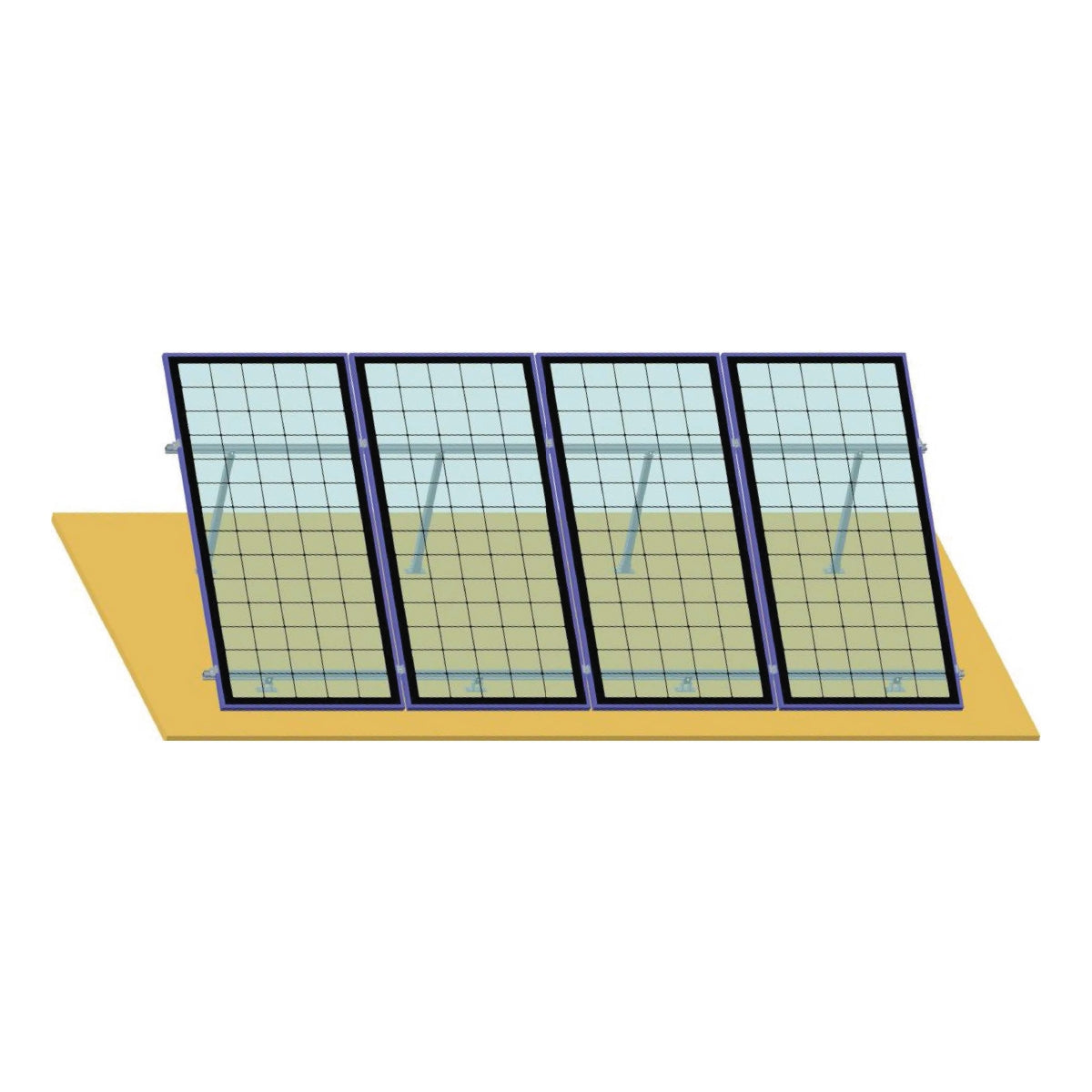 Tartó állvány, tetőszerkezet szögben állítható, 4 fotovoltaikus napelemhez 15-30 fok Breckner Germany