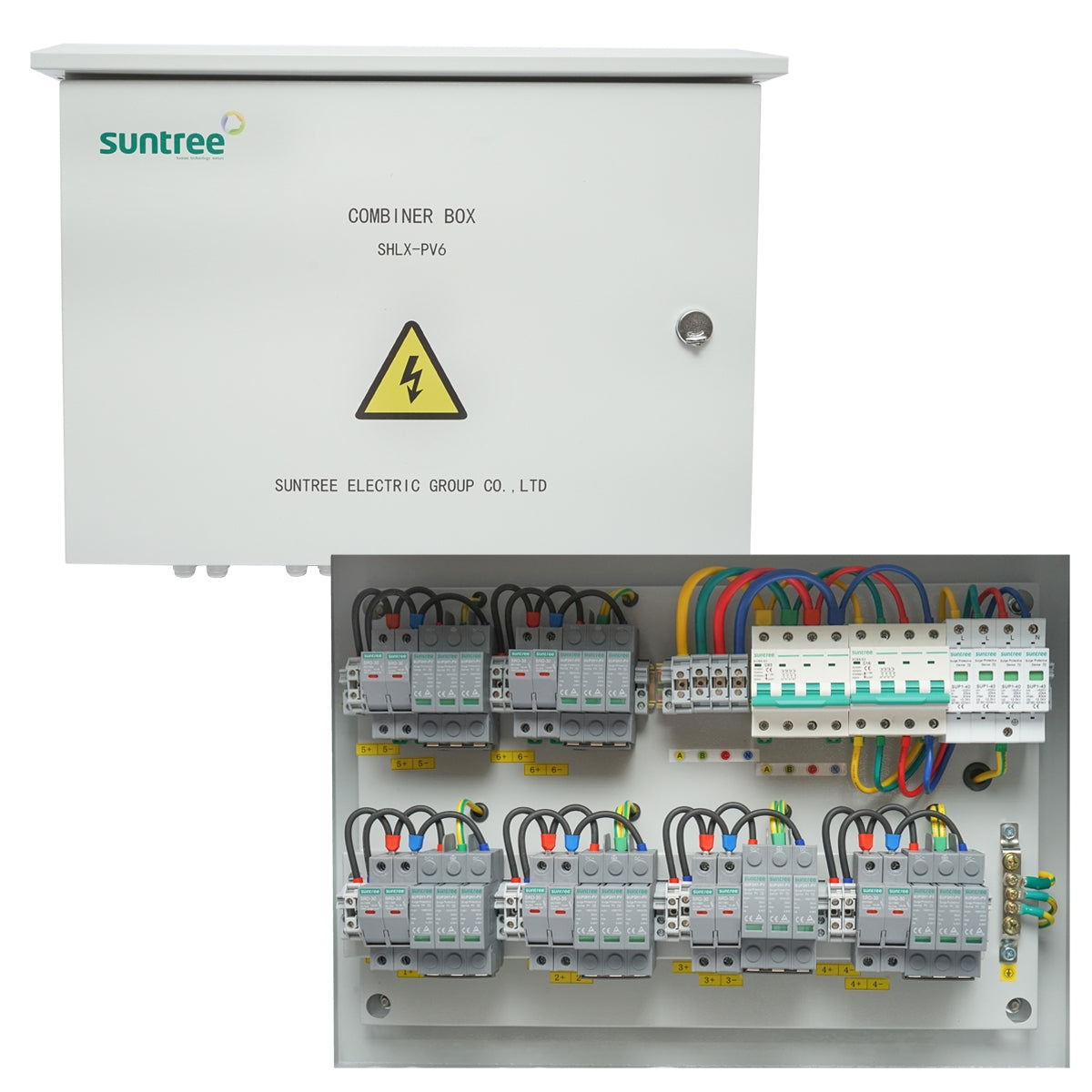 380V-os biztosítéktábla 20-30KW DC/AC fotovoltaikus rendszerekhez, 6 sorban 63A, IP65, SUNTREE