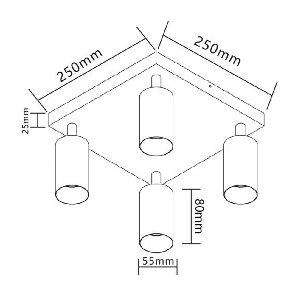 Barbo mennyezeti lámpa, 4xGU10 35W/220V, fekete