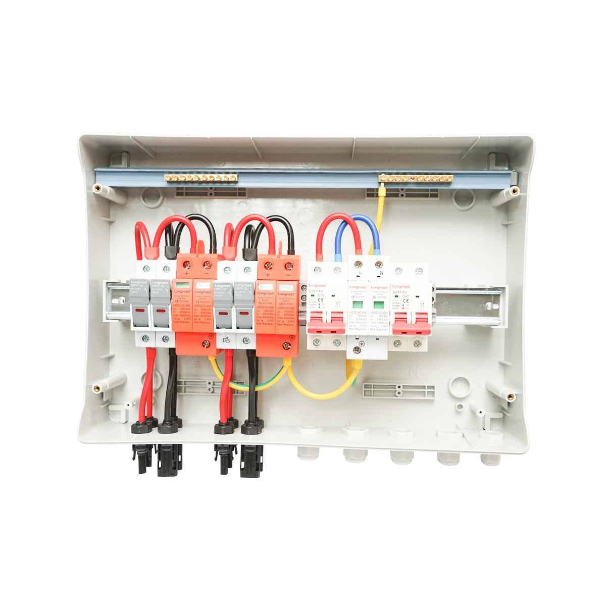 DC/AC biztosítéktábla 3-6KW-os fotovoltaikus rendszerekhez, ON/OFF inverterekkel termelő-fogyasztóknak Breckner Germany