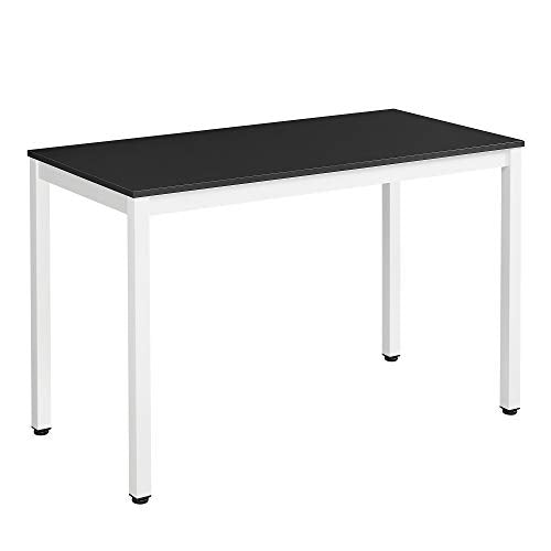 VASAGLE Számítógépasztal, Nagy asztallappal, Stabil irodai asztal, Modern étkezőasztal, Otthoni iroda, Egyszerű összeszerelés, 120 x 60 x 76 cm (H x Sz x M), Fekete, Fehér