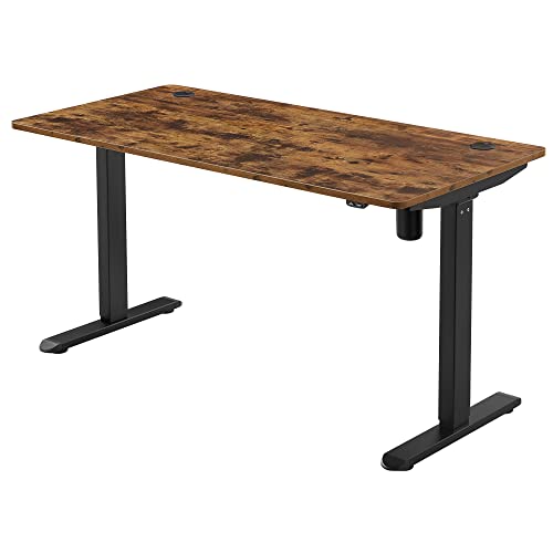 SONGMICS  Elektromos íróasztal, Folyamatos magasságállítással, 140 x 70 x 73-114 cm, Acél, Vintage barna/fekete