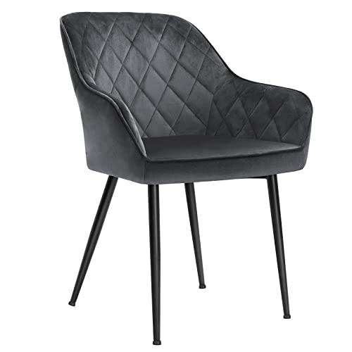 SONGMICS  4db kárpitozott szék készlet karfákkal Ülésszélesség 49 cm Fém lábak bársonyhuzat Akár 110 kg-ig bírja dolgozószobába nappali hálószobába szürke