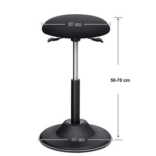 SONGMICS Aktív Ülő Kiegyensúlyozó Szék, Magasságállítható Munka Hokedli, 360° Forgatható Bárszék, Ülésmagasság 50-70 cm, Tapadókorongos Aljzattal, Fekete