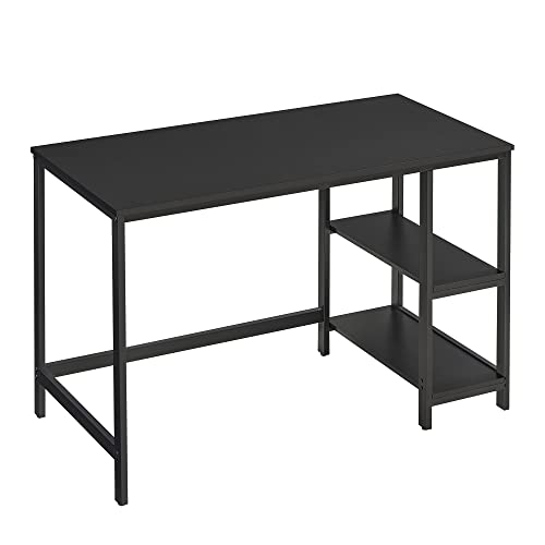 VASAGLE  Számítógépasztal PC Asztal Irodai Asztal 2 Polccal Jobb vagy Bal Oldalon, Otthoni Iroda Nappalihoz Acél Keret Ipari Design Fekete