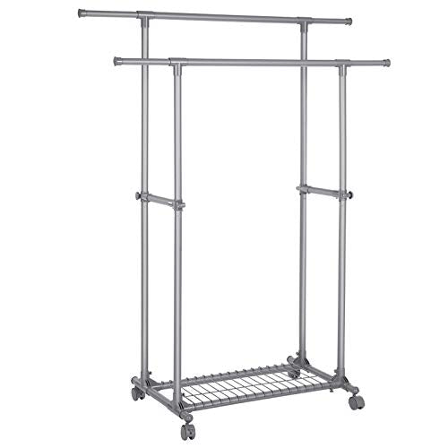 SONGMICS Dupla Ruhásszárító, Kinyitható Ruhaszárító, 87-150 cm-ig, Golyós Ruhaszárító polc, Robusztus Szerkezet, Max. Statikus Terhelés 70 kg, Ruhákhoz, Sálakhoz, Szürke