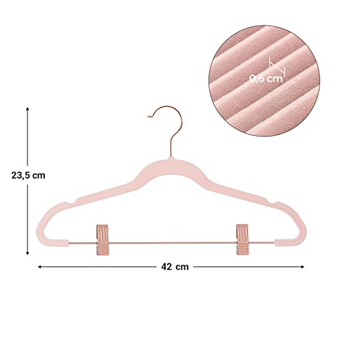 SONGMICS Állítható Fogó és Arany Színű Akasztó, Csúszásmentes Bársonyruha Ruhatartó, Helytakarékos, Szoknyákhoz, , Szabványos, ABS Műanyag, Fém, Világos Rózsaszín