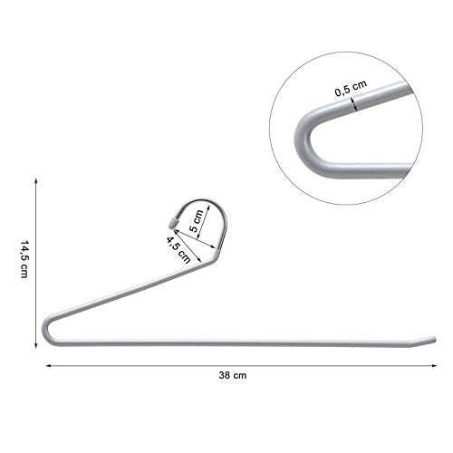 SONGMICS csomag 20 db fém ruhaakasztó nyitott véggel és csúszásmentes bevonattal, helytakarékos, 38 cm széles, szürke