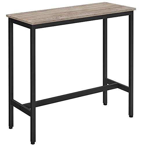 VASAGLE Téglalap alakú bárasztal, konyhasarok asztal, bárasztal étkezőhöz, acél vázzal, 100 x 40 x 90 cm, könnyű összeszerelés, ipari, szürke és fekete