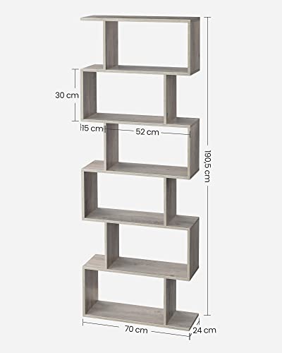 VASAGLE Könyvespolcok, 6 Szintes Könyvszekrény, Szobaválasztó, Kocka Kiállítási Polc, Szabadon Álló Tároló Polc, Modern Stílus, Nappaliba, Hálószobába, Irodába, Greige színben,