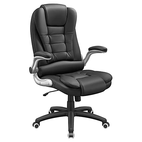 SONGMICS  versenyirodai szék, gaming szék, vezetői forgószék, poliuretán (PU), fekete