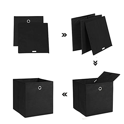 SONGMICS 6 db tárolódoboz készlet, nem szőtt textilből készült összehajtható tárolókockák és játékruha szervező dobozok, 2 Szürke + Fekete + Bézs , 30 x 30 x 30 cm méretűek