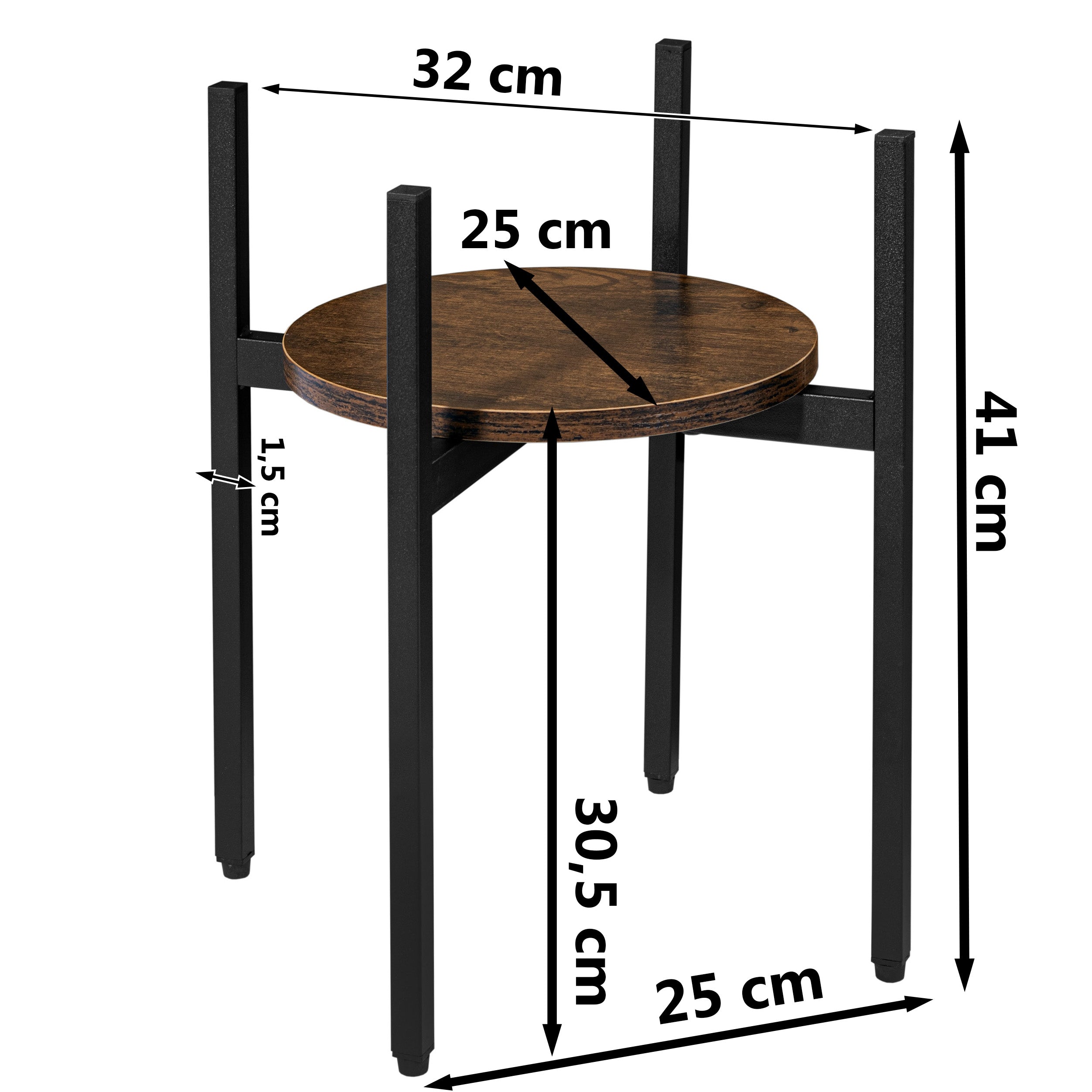 Torre rusztikus 40 cm-es fém tartóállvány növényeknek és virágoknak