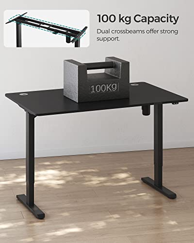 SONGMICS Magasságállítható Elektromos íróasztal, 70 x 140 x (73-114) cm, Asztalváz, Íróasztal Tartó, Asztallappal, Végtelenül Állítható, Acél, Fekete