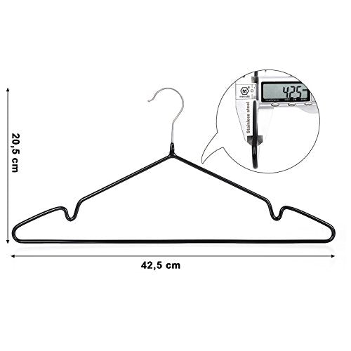 SONGMICS Ruhavállfa, 20 darabos készlet, Fém Zakós Vállfa, Vékony és Nem Csúszós, Átmérője 4 mm, Helytakarékos, 360°-ban Forgó Akasztóval, Fekete,