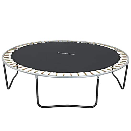 SONGMICS Replacement Trampoline Mat, 324 cm Dia. Jumping Mat, Fits 366 cm (12 ft) Round Trampolines, with 72 V-Rings for 13.5-14 cm Long Springs, Black