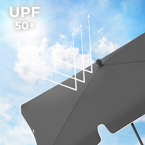 SONGMICS négyszögletes erkély napernyő 2 x 1,25 m, UPF 50+ védelem, dönthető napernyő, PA-bevonatú ernyő, táskával, kerti napernyő, talp nem tartozék, szürke