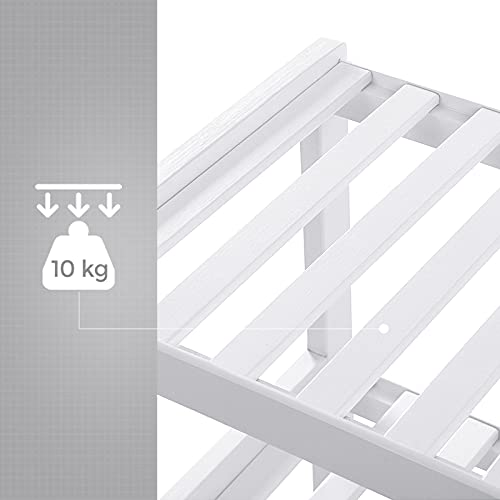 SONGMICS Bambusz Cipőtartó, 3 Szintes Tárolópolc, 70 x 26 x 55 cm, Ideális Bejárathoz, Fürdőszobához, Nappalihoz és Folyosóhoz, Fehér