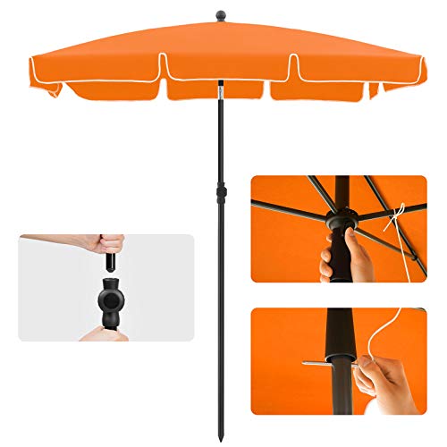 SONGMICS téglalap alakú erkély napernyő 2 x 1,25 m, UPF 50+ védelem, dönthető napernyő, PA-bevonatú ernyő, táskával, kerti napernyő, talp nem tartozék, narancssárga