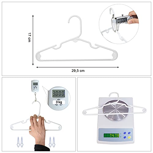 SONGMICS 30 Darab Műanyag Bölcső Hanger, Baba/Gyermek Műanyag Felfüggesztők, Helymegtakarítás, Szélesített Bordákkal és Erősített Sarokkal, Jó méret egy baba gardróbjához/szekrényéhez, 29.5 cm, Fehér