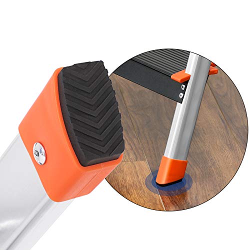SONGMICS 4 Lépcsős Fellépő, Alumínium Létra 12 cm széles lépcsőkkel, Összecsukható Létra Csúszásgátló lábakkal, Maximális statikus terhelés 150 kg, TÜV Rheinland teszt, GS EN131 tanúsítással, Fekete színben,