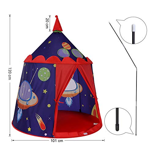 SONGMICS Herceg Kastélyjáték sátor fiúknak és kisgyerekeknek, beltéri és kültéri játszóház, hordozható összecsukható játszósátor táskával, EN71 tanúsított, Kék