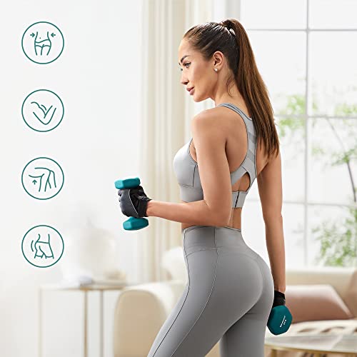 SONGMICS Hexa Súlyzók Készlet Állvánnyal - 2 x 1 kg, 2 x 2 kg, 2 x 3 kg, Neoprene Matt Kivitel, Kézi Súlyok Otthoni Edzéshez, Lime, Tengerzöld és Sötét Szürke