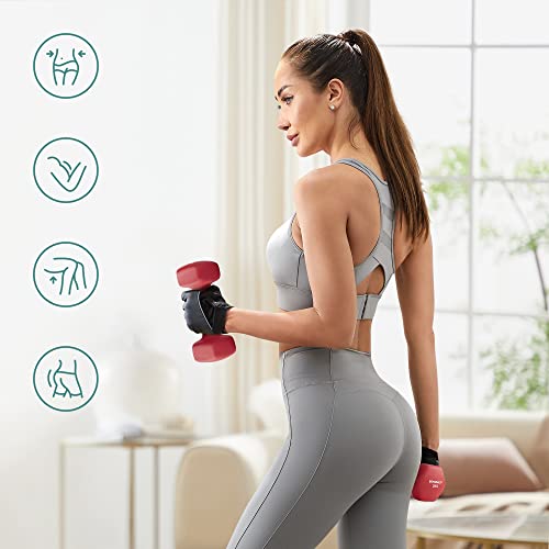 SONGMICS 2 db-os súlyzókészlet, 2 x 3 kg csúszásmentes neoprén bevonatú kézi súlyzó matt felülettel, otthoni edzés, fitnesz gyakorlat, piros