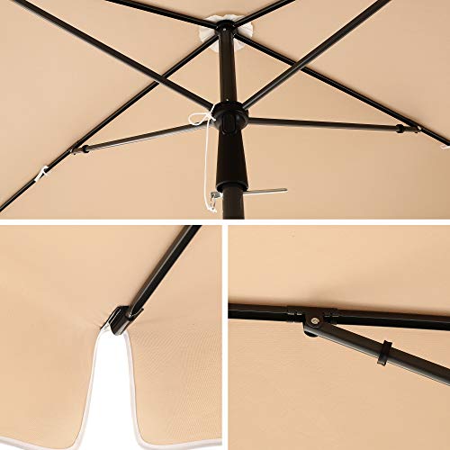 SONGMICS téglalap alakú erkély napernyő 2 x 1,25 m, UPF 50+ védelem, dönthető napernyő, PA-bevonatú ernyő, táskával, kerti napernyő, talp nem tartozék, Taupe