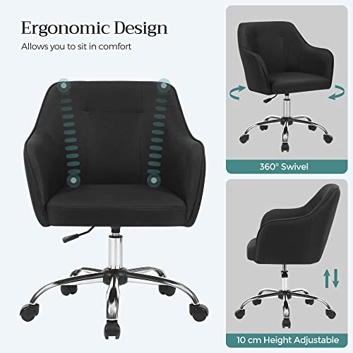 SONGMICS irodai szék, kényelmes asztali szék, állítható magasságú számítógép szék, 120 kg, acél váz, művászon, légáteresztő, otthoni iroda, irodai, fekete