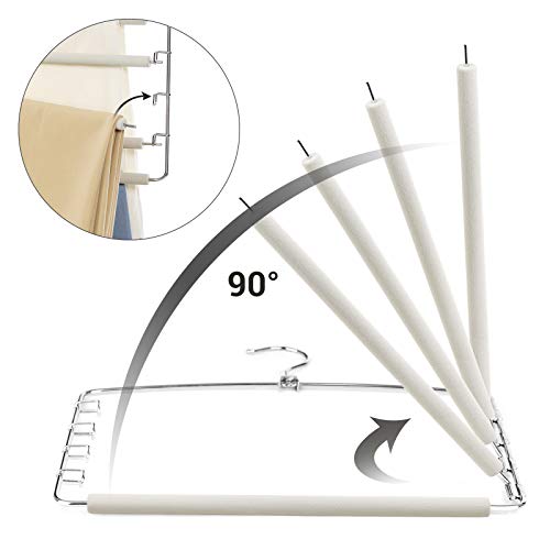 SONGMICS Nadrágakasztók, 3 darabos készlet, Helytakarékos, Többrudas Fém Nadrágakasztók, Stabilak Csúszásmentes Párnázással, Hintarudakkal, Minden egyes számára 5 farmerhez, Öltöny nadrágokhoz, Sálgörcsökhöz, Nyakkendőkhöz, Szürke és Ezüst színű