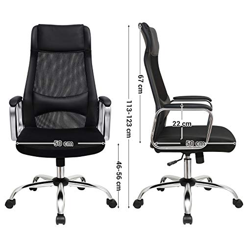 SONGMICS irodai szék Hálós asztali szék Ergonomikus számítógépes szék légáteresztő háttámlával, fej- és deréktámlával állítható magasság 140 kg-ig Fekete