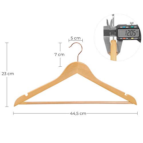 SONGMICS Juharfás Ruhaakasztók, 20 darabos Vállfáa készlet, 360 fokos Forgó Akasztó Rózsaszín Aranya Színben, Inghez, Nadrághoz, Kabáthoz, Természetes