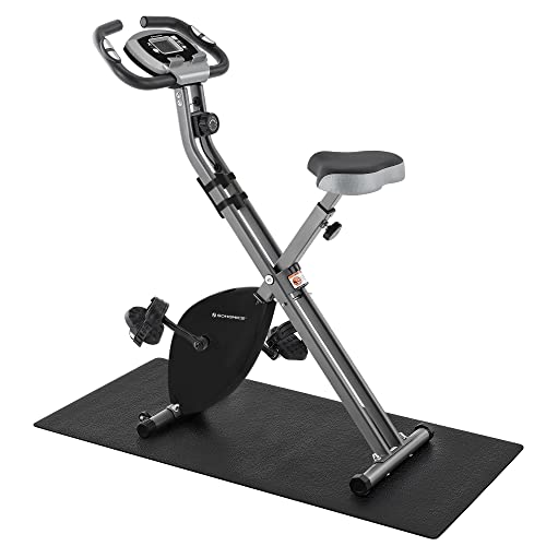 SONGMICS Edzőbicikli, Fitnesz Bicikli, Összecsukható Beltéri Tréner, 8 Mágneses Ellenállási Szinttel, Padlószőnyeggel, Pulzusmérővel, Telefon Tartóval, Max. 100 kg Terhelhetőség, Fekete Színben