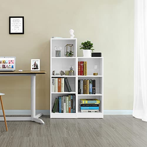 3 polcos könyvespolc állítható polcokkal, gyermek könyvespolc és otthoni irodai tárolóegységgel, fehér, 24 x 40 x 93 cm, VASAGLE
