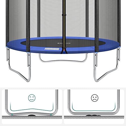SONGMICS Trambulin 183 cm, Szabadtéri Trambulin, TÜV Rheinland GS Tanúsítvánnyal, Biztonsági Hálóval, Rugó Takarással, 100 kg-ig Terhelhető, Fekete és Kék