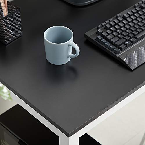 VASAGLE Számítógépasztal, Nagy asztallappal, Stabil irodai asztal, Modern étkezőasztal, Otthoni iroda, Egyszerű összeszerelés, 120 x 60 x 76 cm (H x Sz x M), Fekete, Fehér