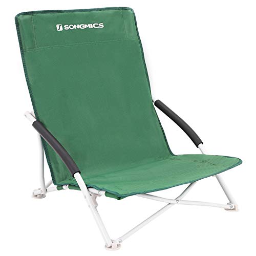 SONGMICS Kemping Strand Szék Összecsukható Teherbírás 140 kg, Strapabíró 600D Oxford Szövet, Zöld 64 x 56 x 53 cm , Textil, 56 x 53 x 64 cm