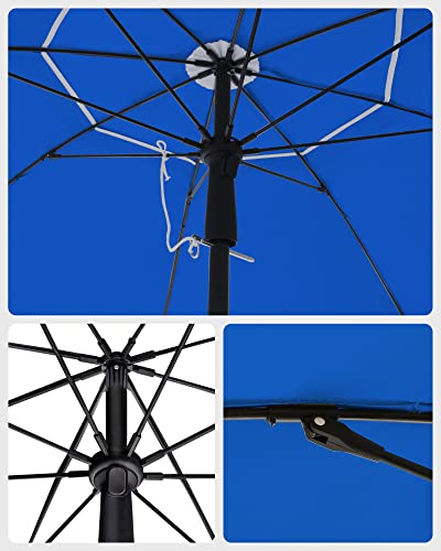 SONGMICS 1,6 m Napernyő, Strand Napernyő, UPF 50+, Napvédelem, Hordozható Nyolcszögű Poliészter Vászon, Üvegszálas Bordák, Döntő Mechanizmus, Hordtáska, Strandhoz, Kertekhez, Erkélyhez, Medencehöz, Kék