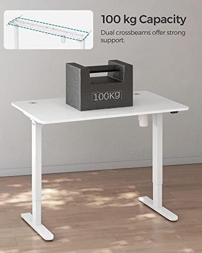 SONGMICS Elektromos Asztal, Magasságállítható, Asztal Állvány, Asztal Keret Motorral, 120 x 60 x (73-114) cm, Acél, Fehér Színben